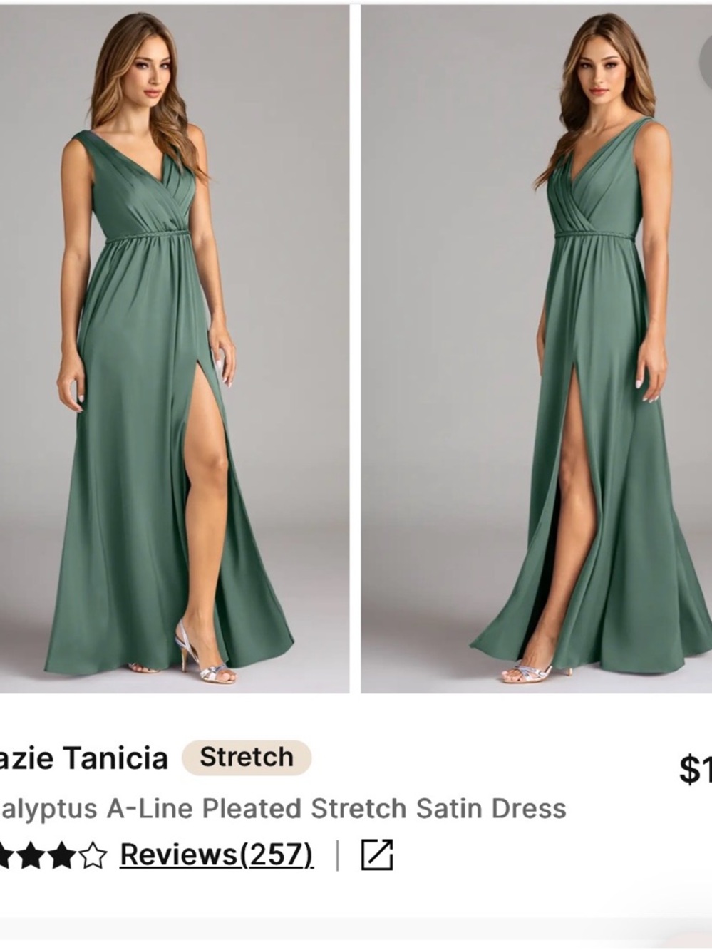 Azazie Eucalyptus Green V-Neck A-Line Maxi Dress